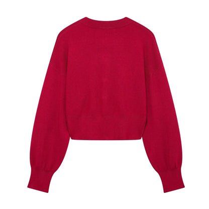 Casual Solid Color Round Neck Knitted Cardigan