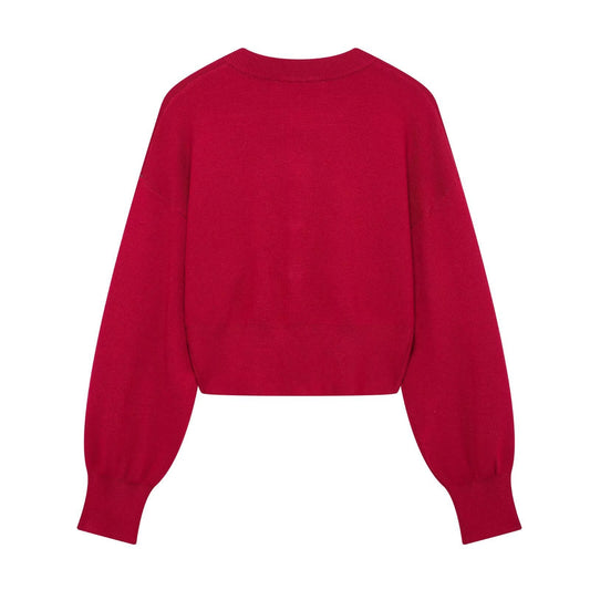 Casual Solid Color Round Neck Knitted Cardigan