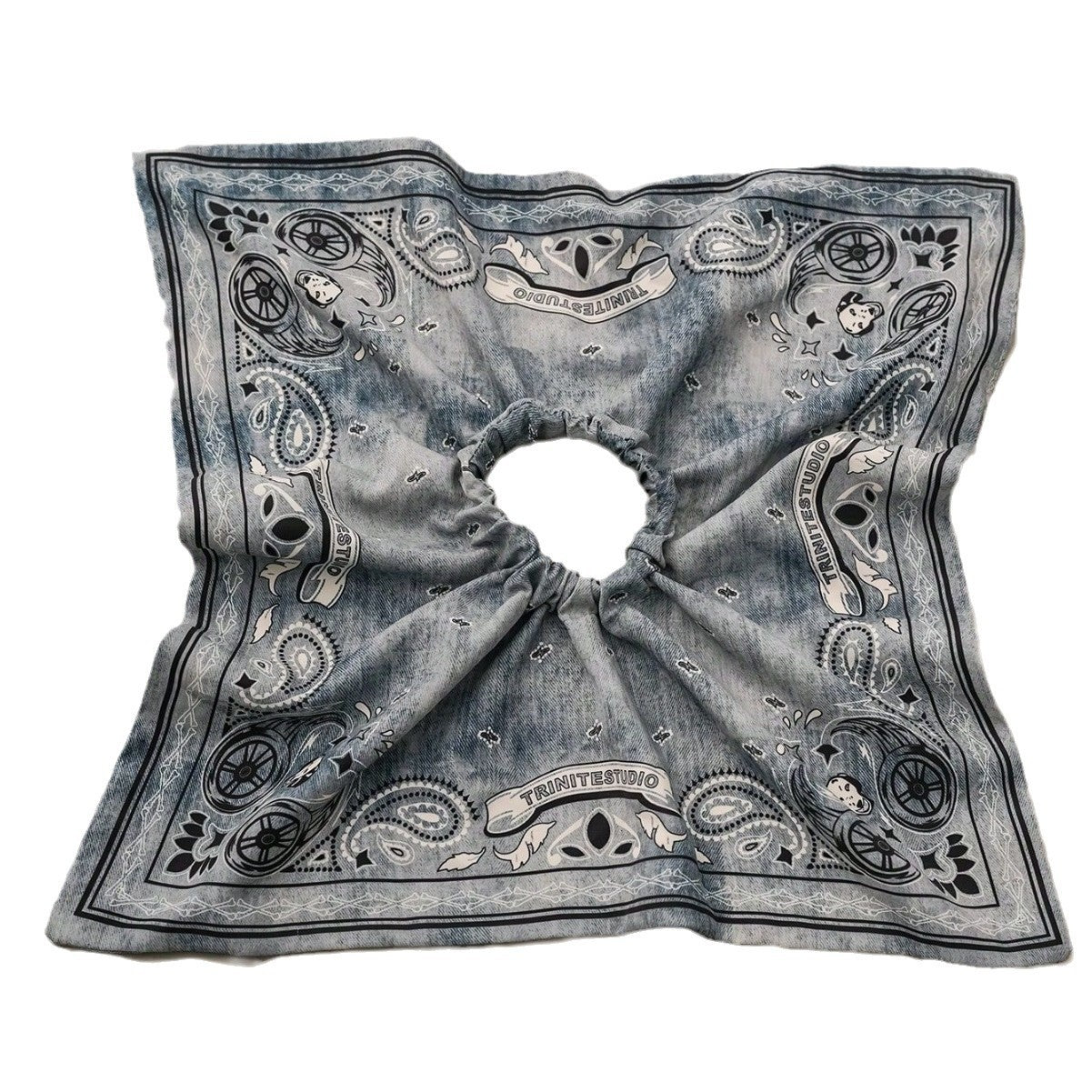 Retro Gothic Bandana Print Hair Tie