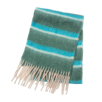 Winter Striped Warm Tassel Thick Scarf