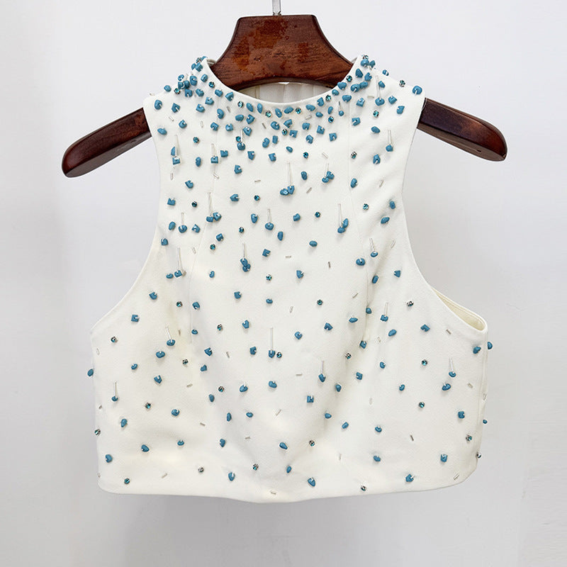 Beaded Tank Top & Split Skirt Set