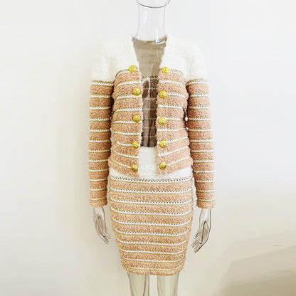 Trendy Striped Knit Cardigan Jacket Stylish All-Season