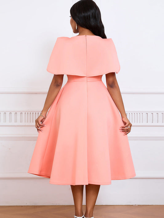 Elegant Cape Dress For Parties Made Of Polyester