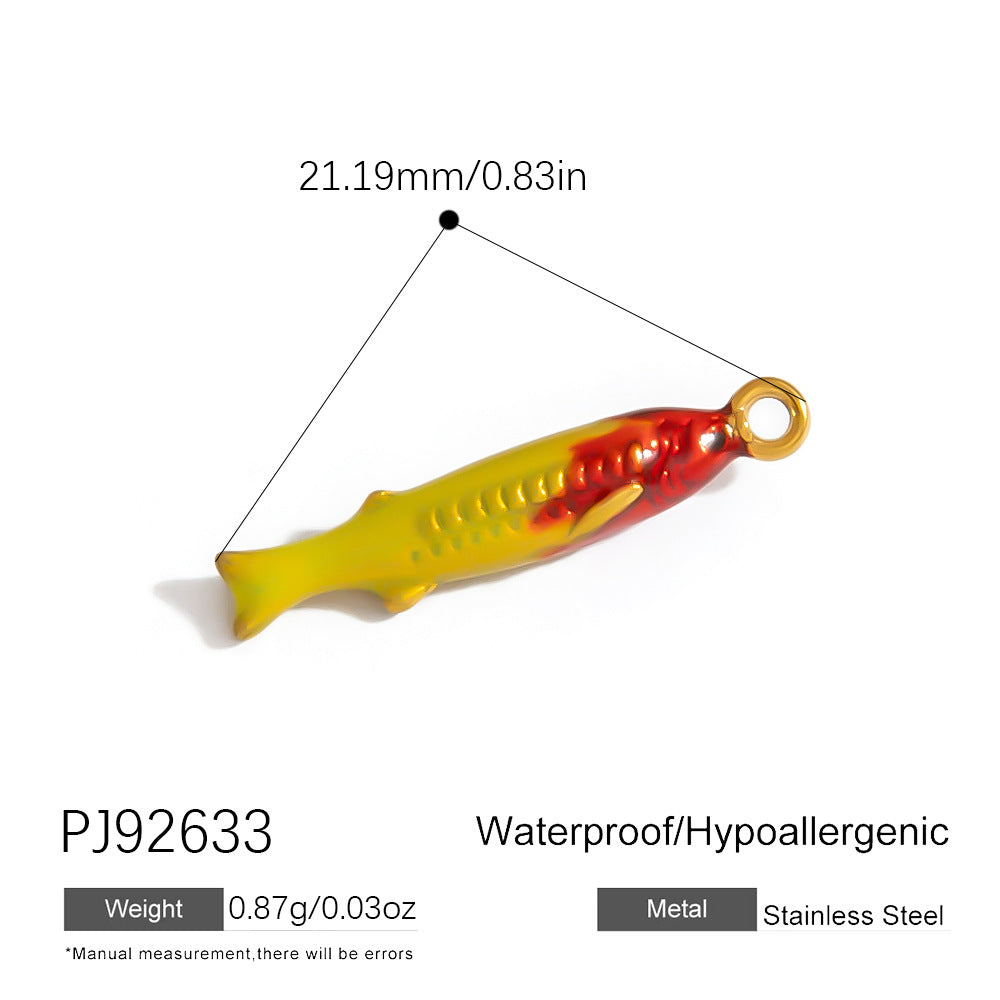 Colorful Oil-Drop Fish Heart Pendant Steel DIY Jewelry Accessories