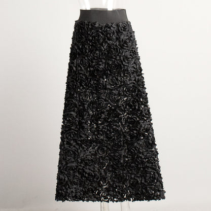 Elegant Maxi Skirt with Petal Design