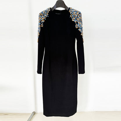 Fashionable Long Sleeve Embellished Dress