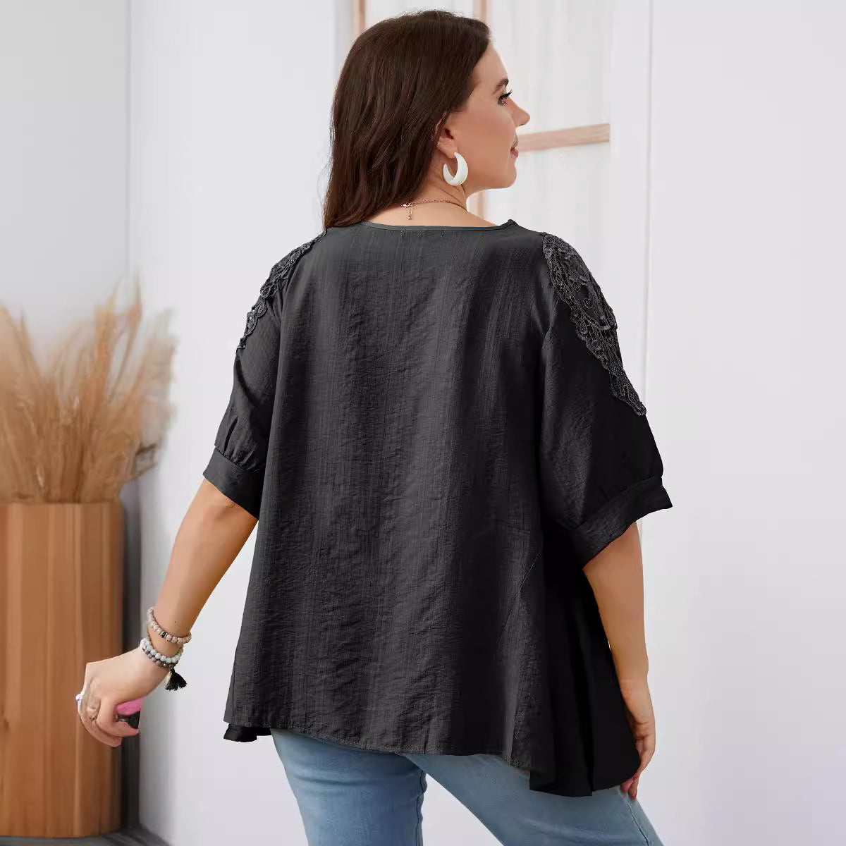 Plus Size Women's Loose Fit Solid Color T-Shirt