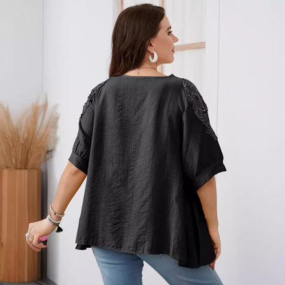 Plus Size Women's Loose Fit Solid Color T-Shirt