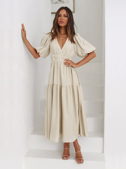 Elegant Ruffle Detail Evening Gown in Various Colors