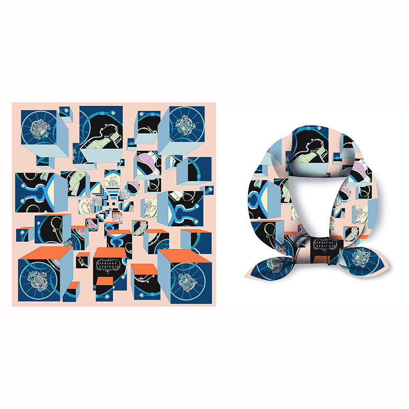 Splicing Colorful Art Print Square Satin Scarf