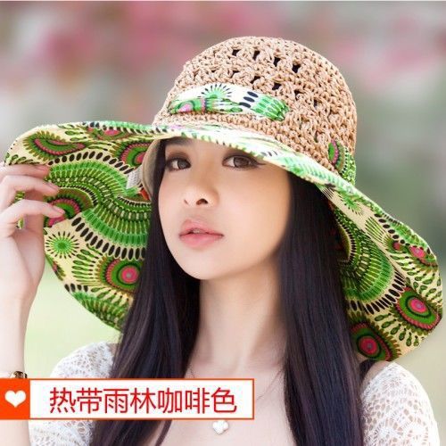 Hat Women'S New National Style Big Eaves Sun Protection Hat Uv Fisherman Hat Straw Hat