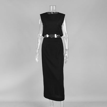Linen Cotton Sleeveless Dress Set Casual Summer Outfit