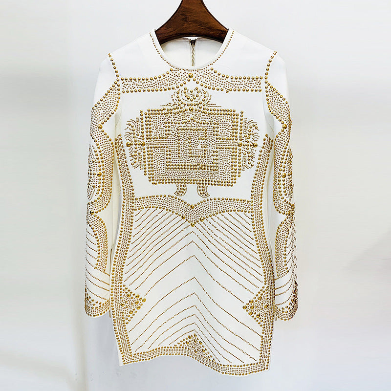 Metallic Sequin Bodycon Dress Long Sleeve