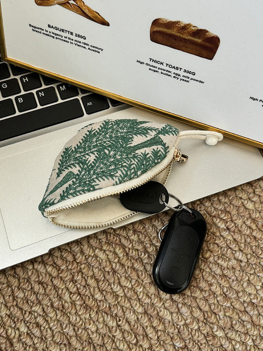 Mini Embroidered Key Pouch Portable Keychain Wallet