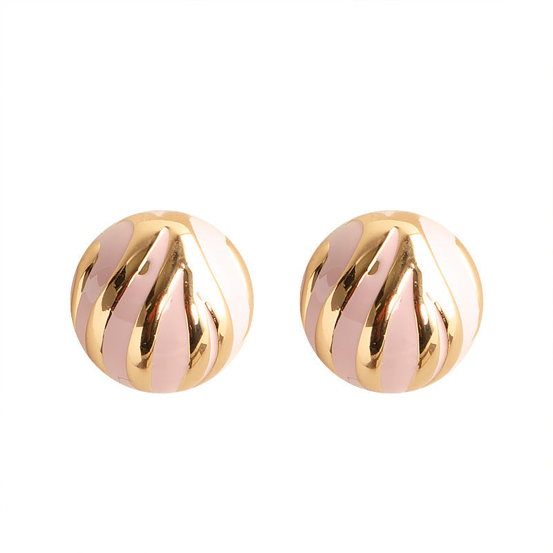 Geometric Zebra Print C-Shaped Earrings With Silver Pins