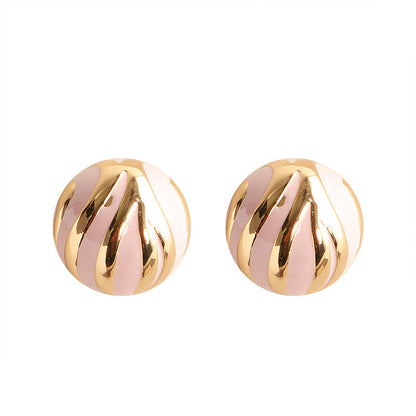Geometric Zebra Print C-Shaped Earrings With Silver Pins