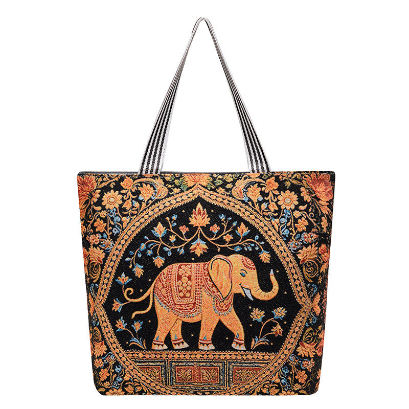 Cartoon Embroidered Canvas Tote Bag Stylish Soft Carryall