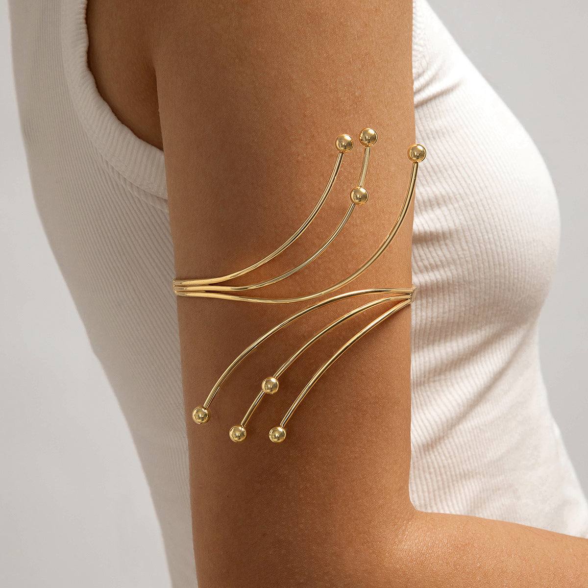Floral Open Arm Cuff Bracelet Geometric Punk Style Beach Party Jewelry