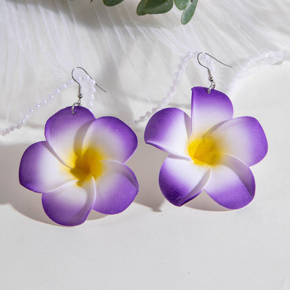 Trendy Geometric Turquoise Floral Earrings With Beaded Tassels