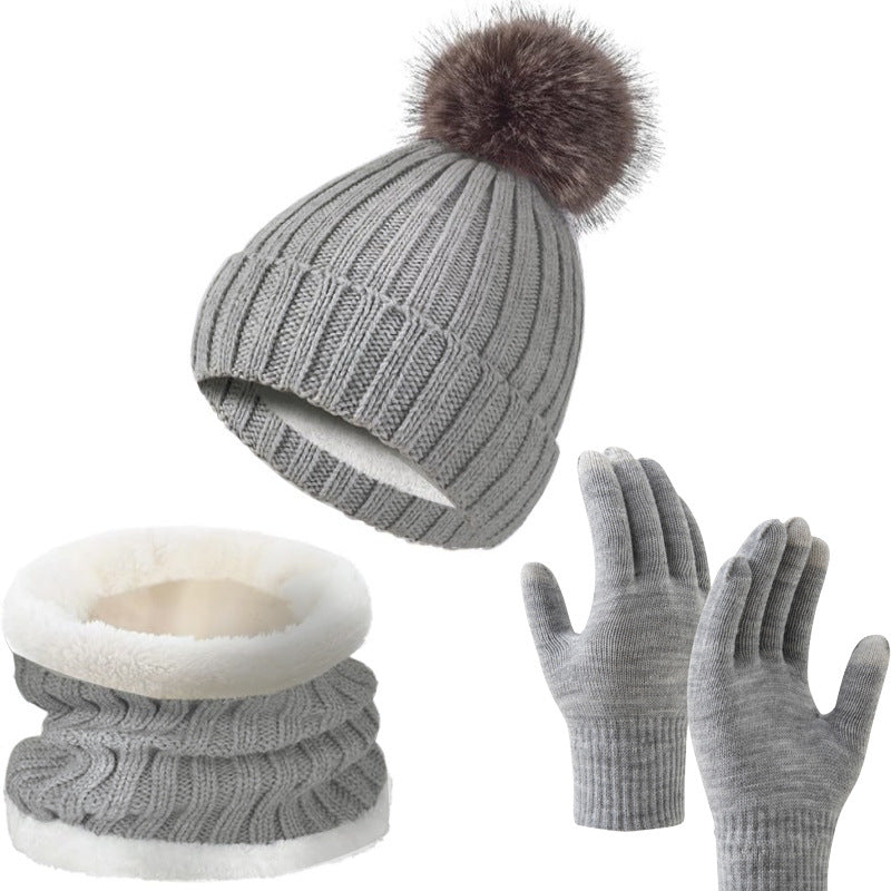 Warm Knitted Winter Scarf, Hat, and Gloves Set