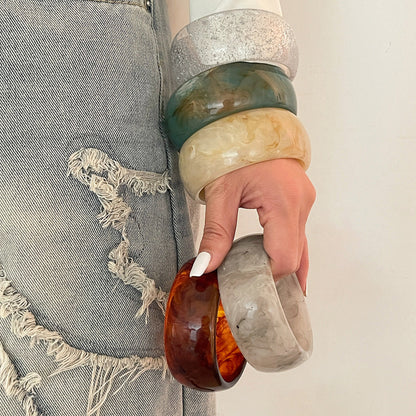 Trendy Semi-Transparent Acrylic Bangle Bracelets