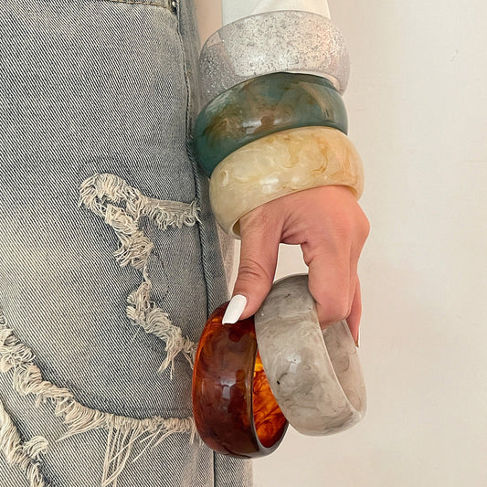 Trendy Semi-Transparent Acrylic Bangle Bracelets