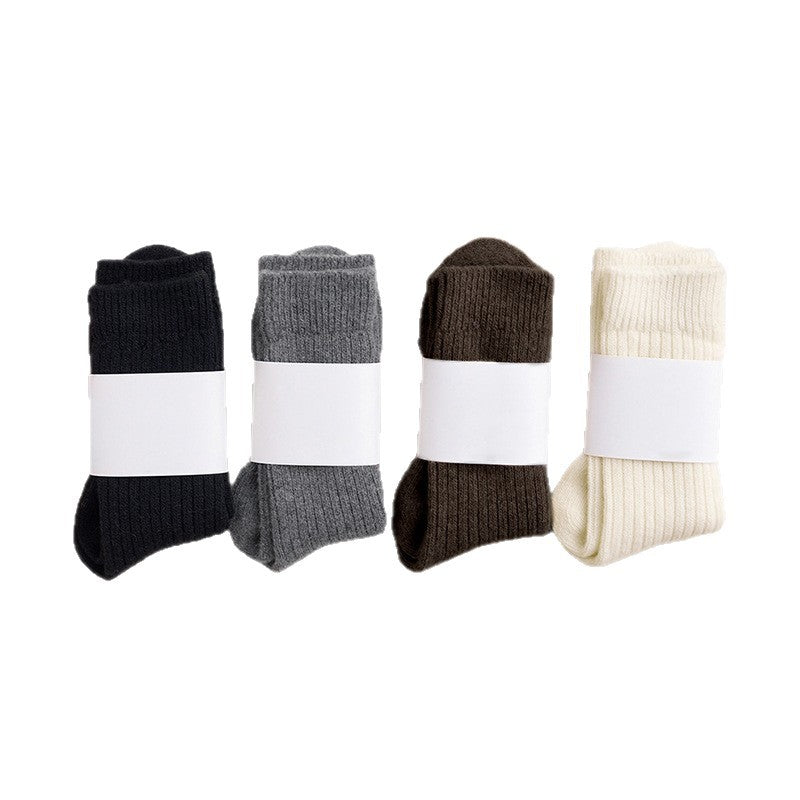 High-Quality Elastic Ribbed Mid-Calf Wool Socks for Men and Women