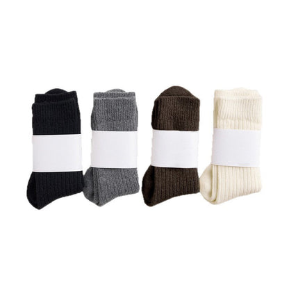 High-Quality Elastic Ribbed Mid-Calf Wool Socks for Men and Women