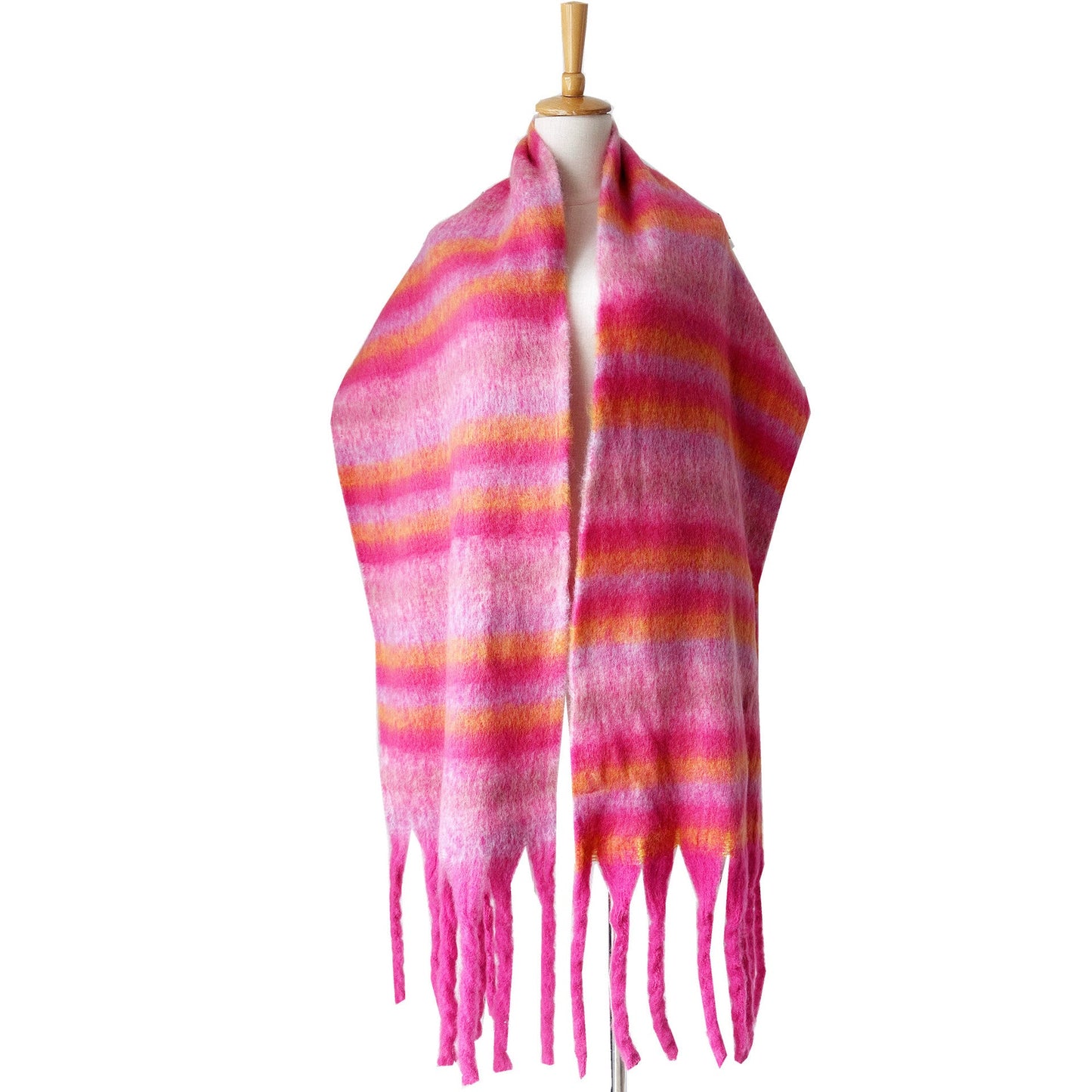 Winter Striped Oversized Thick Soft Tassel Scarfs