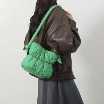 Trendy Nylon Bucket Bag Soft Casual Shoulder Bag