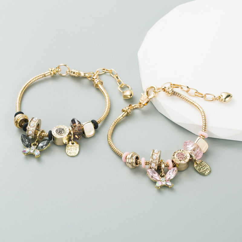 Trendy DIY Alloy Bracelet with Butterfly Crystal for Fashion Lovers