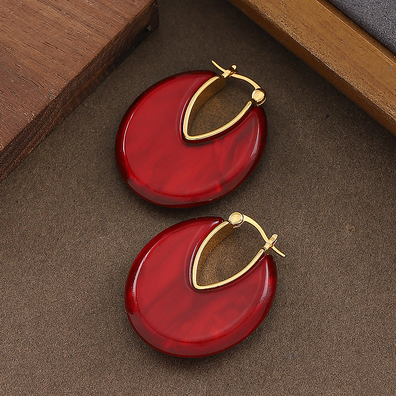 Fashionable Geometric Resin Hoop Earrings For Elegant Occasions