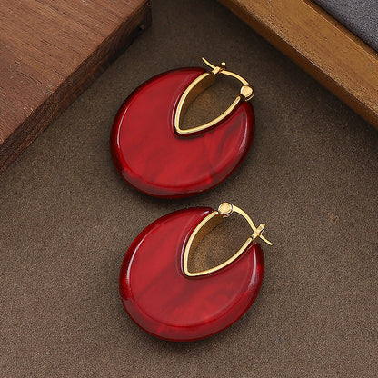 Fashionable Geometric Resin Hoop Earrings For Elegant Occasions