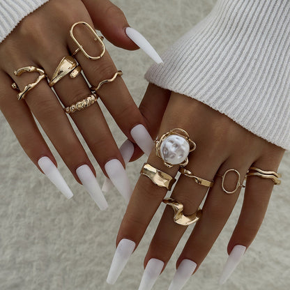 Floral Design Liquid Lava Opening Ring Set Fashionable Casual Jewelry