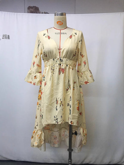 Floral Print Vintage Short Sleeve Dress