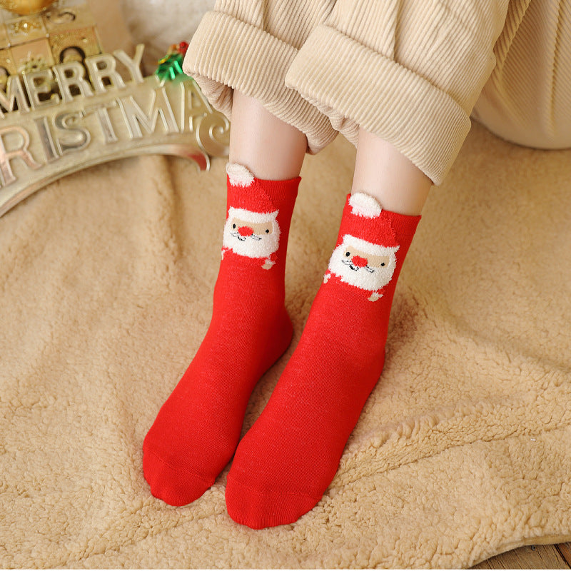 Christmas Reindeer Cartoon Funny Crew Socks