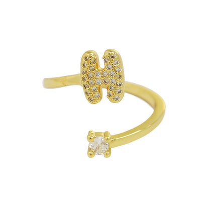Letters AâZ Sparkling Zircon Adjustable Ring