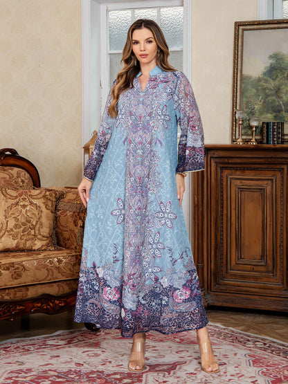 Embroidered Abaya Long Dress Stylish Dubai Maxi Dress