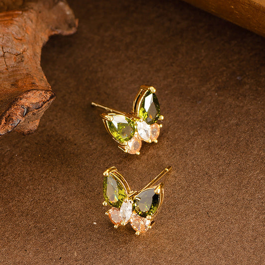 Butterfly Crystal Zircon Stud Earrings Elegant Minimalist Jewelry