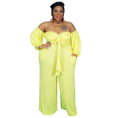 Solid Color Strapless Jumpsuit Loose Fit
