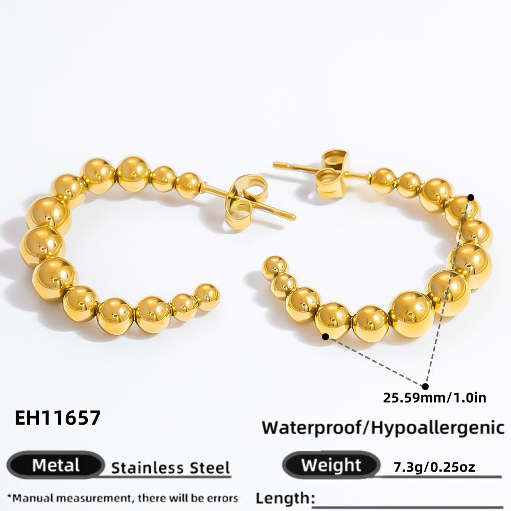 Fashionable Titanium Steel Heart Shaped Earrings with 18K Gold Plating
