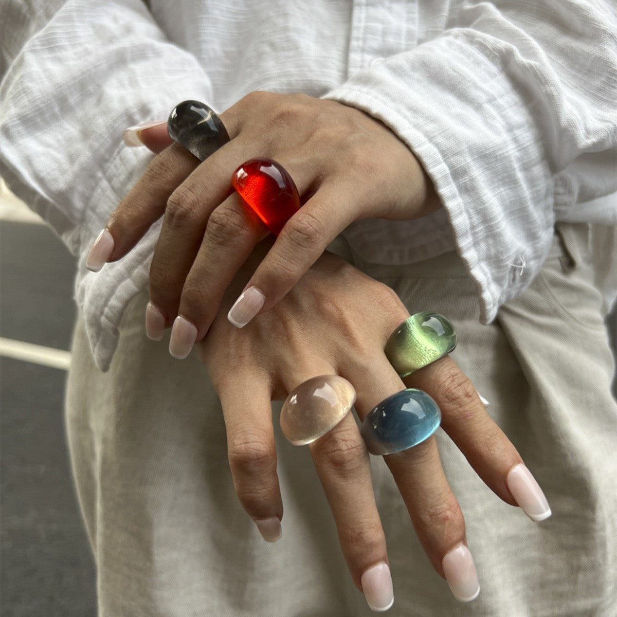 Trendy Geometric Acrylic Statement Ring For Women