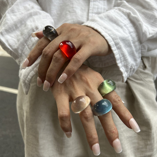 Trendy Geometric Acrylic Statement Ring For Women