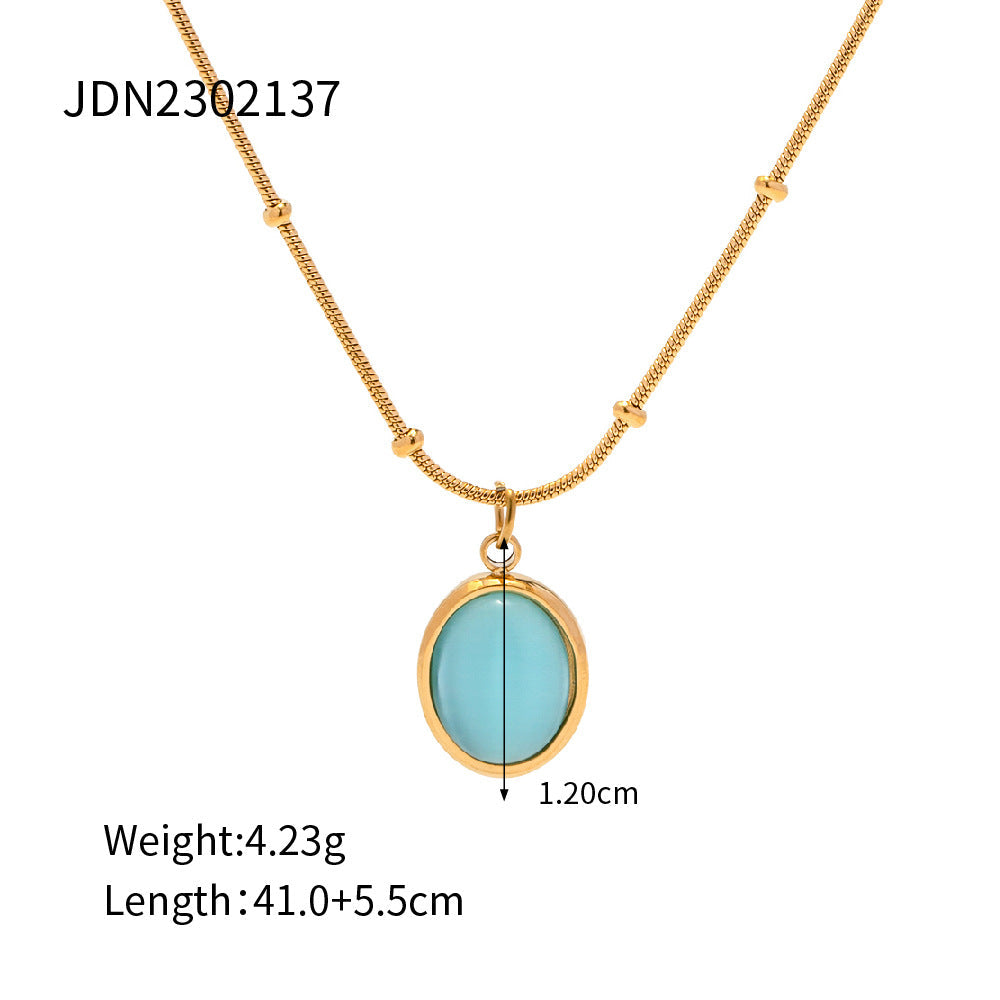 Vintage Blue Stone Pendant Necklace