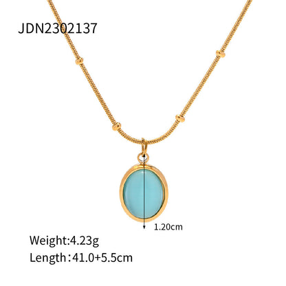 Vintage Blue Stone Pendant Necklace