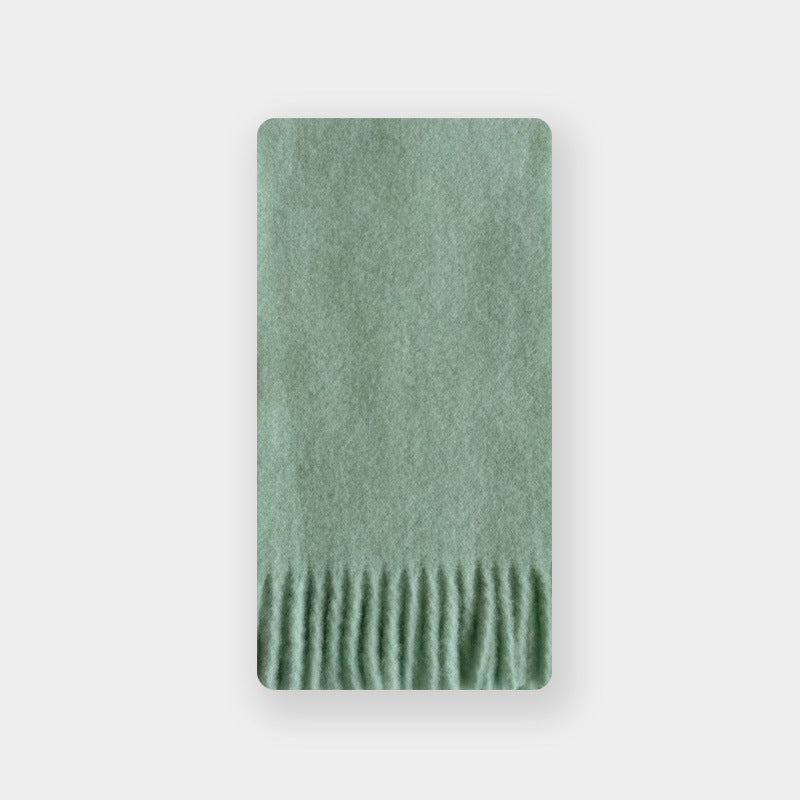 Winter Solid Color Soft Tassel Wool Blend Scarf