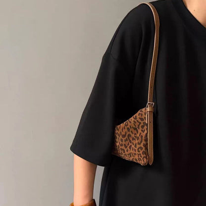 Trendy Suede Leopard Print Crossbody Bag