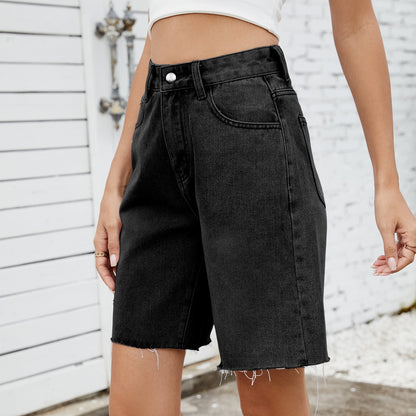 Washed Raw Hem Demin BermudaÂ Shorts