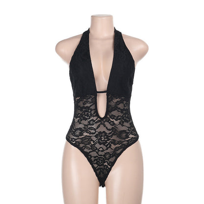 Sexy Hollow Lace Halter Jumpsuit