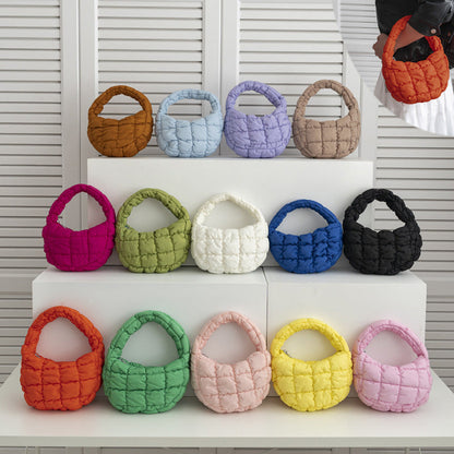 Mini Cloud Bag with Ruching Stylish Nylon Tote